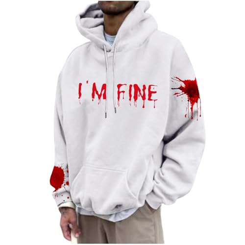 Mens Halloween Hoodie | Long Sleeve Bloody Drawstring Hooded Casual Pullover | Autumn Winter Top Daily Wear