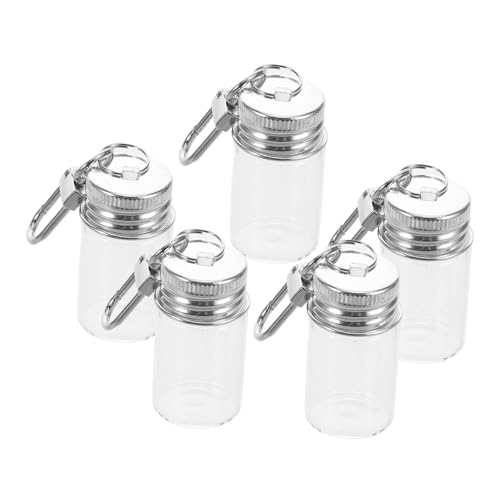 KONTONTY 5個ミニガラス瓶キーホルダー 透明 メッ用 照明装飾 繊細なボトル おしゃれな香水容器