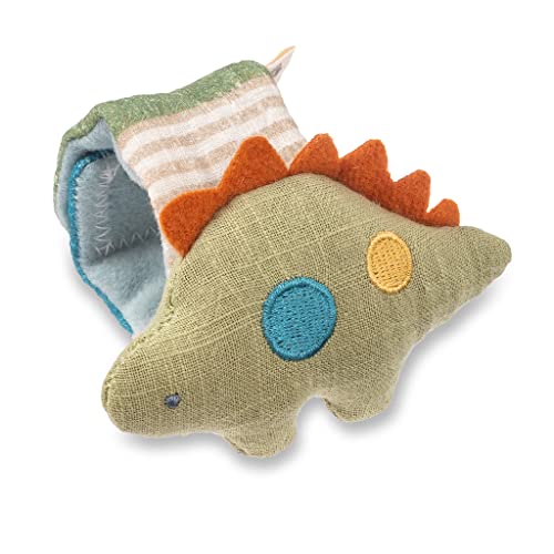 Image of Itzy Ritzy - Itzy Bitzy Rattle, Wearable Wrist Rattle for Babies 0 Months and Up - Baby Rattle Toy with Textured Ribbon, Made with Natural Cotton (Dinosaur)