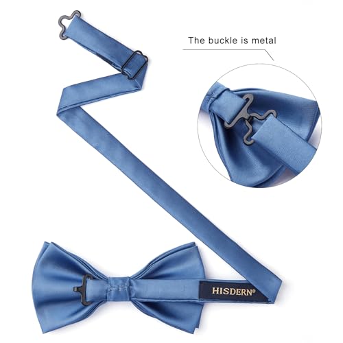 Image of HISDERN Bow Ties for Men Pretied Bowties Classic Formal Business Bow Tie Adjustable Tuxedo Bowtie for Wedding Party