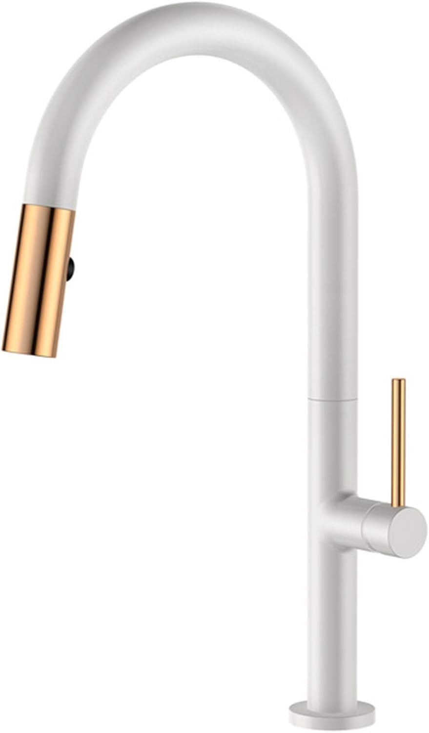 Robinet de cuisine en laiton mitigeur d'évier or rose et blanc, douchette extractible 360 degrés