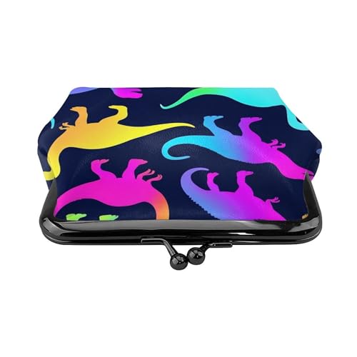 neon funny dinosaurs (1) Kiss Lock Coin Change Wallet Purses for Women2