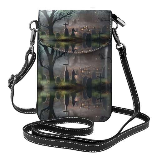 Sac à bandoulière Halloween pour femme avec porte-carte et pochette de téléphone intégrée