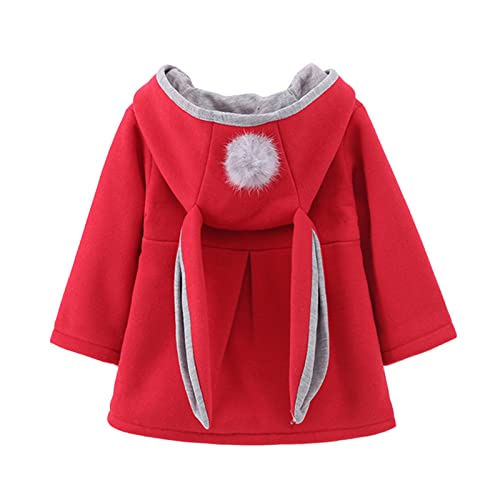 Thick Hooded Jacket for Kids Girls Long Sleeve Button 𝗕unny Ears Outwear Winter Thermal Warm Windproof Coat
