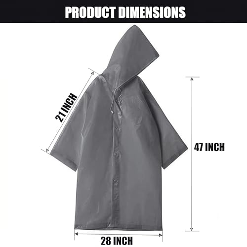 Image of Motopack EVA Waterproof Raincoat for Men & Women with Hood | Unisex Reusable Transparent Universal Rain Wear | Lightweight Full Sleeve Poncho with Button Closure for Travel, Camping & Hiking (Grey)