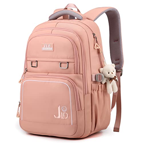 Mochila casual feminina de grande capacidade, bolsa escolar para estudantes, pode acomodar bolsa para laptop de 15,6 polegadas CUTBLAJAT-9502 (Rosa)