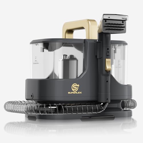 SUPERLEX Spot Cleaner Powerful Carpet Cleaner Machine Portable Handheld Upholstery Sofa Cleaner with Dual Water Tanks for Carpets Sofas Rugs Car Seats Curtains Pet Stains 1.5L Capacity