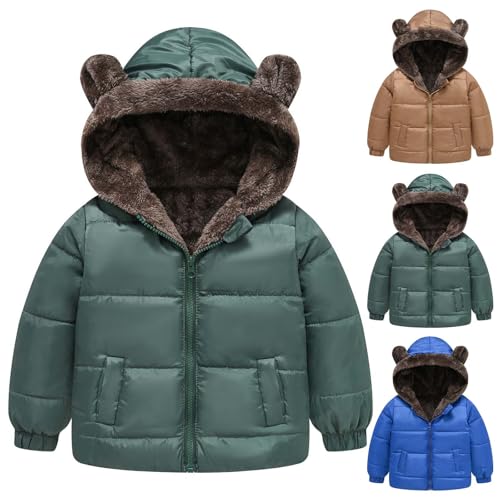 Toddler Girls Warm Fleece Lined Puffer Jacket Zip Up Cute Ear Hoodies Kids Boys Winter Outerwear Down Coats for 2-8 Years2