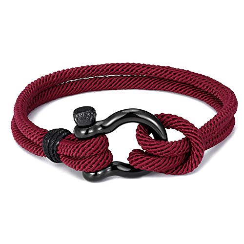 Exinox - Bracelet en corde nautique avec fermoir grillet | Homme Femme | Style nautique mer voile marin bateau, 21 cm, Nylon