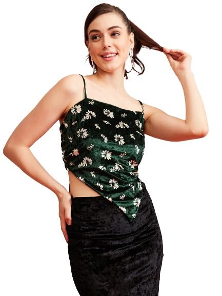 Tops for Women Stylish Green Floral Print Self Tie-Up Bandana Top-image-45