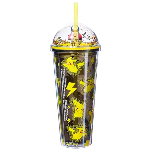 Image of Silver Buffalo Pokemon Lightning Pikachu, Dome Top Travel Tumbler, 24oz | 0.71 Liters