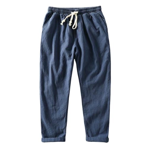 Men's Summer Loose Cotton Linen Trendy Breathable Solid Color Long Pants