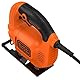BLACK+DECKER 400W Stichsäge (leichte & kompakte Säge für Holz, Metall & Kunststoff mit 0/45° Gehrungsschnitt & verstellbarer Fußplatte, Schutzbügel & Feststellschalter) KS5001-QS