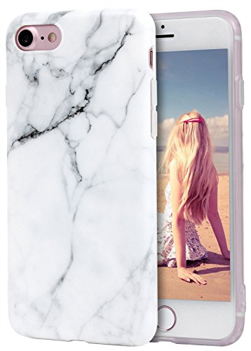 Imikoko iPhone 6s Plus Case Marble, Flexible Matte Marble Case for iPhone 6s Plus (5.5 inch) - White Marble Pattern Slim Fit Snap On Hard Shell Back Case for iPhone 6/6S Plus