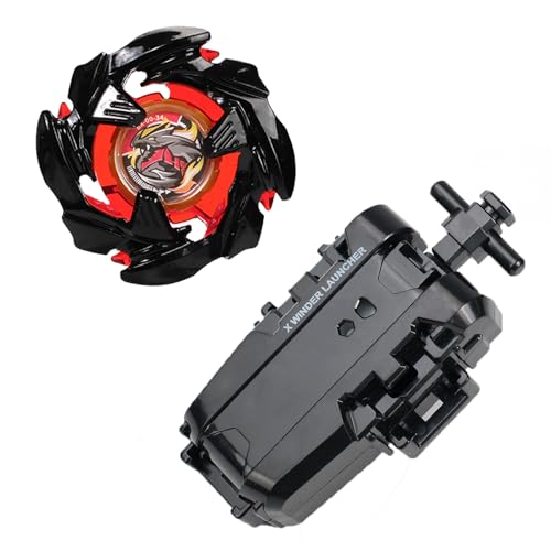 DEZAWRTY Gyro X Set with String Launcher – Cobalt Dragoon Attack Series, Ideal for Beginners, Action-Packed Battling Game for Boys Aged 6+ (Black)