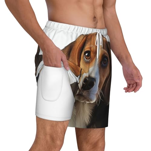 Men's Swim Trunks Quick Dry Board Shorts Drawstring Beach Short Cute Beagle Dog Bathing Suit for Men2