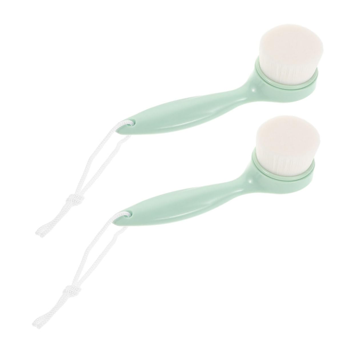 minkissy Facial Brush Set 2pcs Exfoliating Face Wash Brush for Women Long Handle