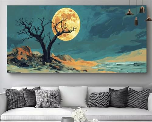 Lune Diamond Painting XXL 70x210cm kit complet broderie diamant pour décoration murale