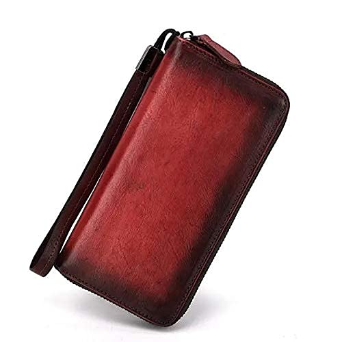 Men's Wallet,Long Zipper Phone Bag Wallet (Red 19X10X2.5CM)