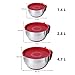 Rorence Mixing Bowls with Lids Set: Stainless Steel Mixing Bowls with Handles, Non-Slip Bottom & Pour Spout - Red, 3 quarts