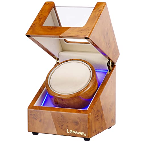 Lenway Watch Winder Super Quiet? Automatic Watch Winder Four Rotation Modes?Battery Operated or Ac?Watch Rotator,with Led Light? High-End Piano Paint Baking Process Single Watch Winder