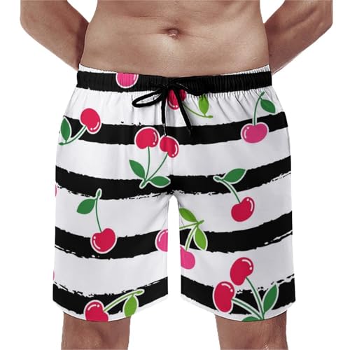 Shorts de bain homme cerise rayée au design dynamique et léger