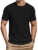 COOFANDY Camiseta De Hombre Camisa De Manga Corta Jersey Cuello Redondo JerséIs De Punto Normal Negro XL