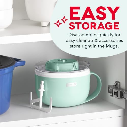 Dash My Mug Ice Cream Maker Bundle, 2 Half-Pint Freezer Mugs, Aqua - 5