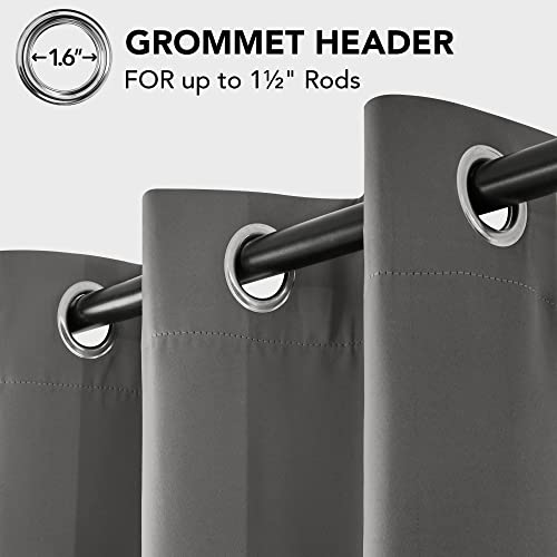 Image of Deconovo Solid Thermal Insulated Grommet Blackout 5.2 Feet Long, Curtains /Drapes for Bedroom and Living Room 42W x 63L Inch Light Grey 2 Drapes