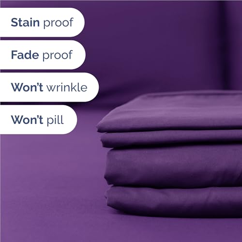 Image of Full 6 Piece Bed Sheet Set - Comfy, Breathable & Cooling Sheets - Purple | Ultra-Soft Hotel Luxury Bedding Set with 8-16 Inch Deep Pockets, 1 Flat & 1 Fitted Sheet & 4 Pillowcases, Wrinkle & Fade Free