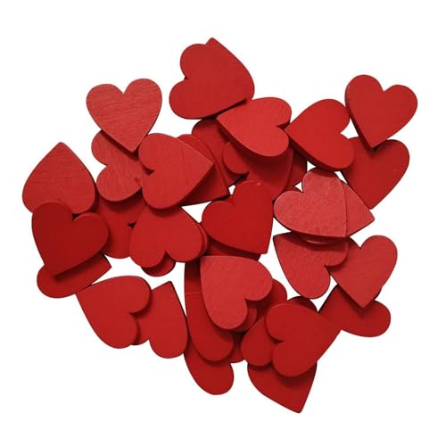 200 peças de peças de madeira de amor vermelho, decoração em forma de coração, coração vermelho, decoração de casamento rubi, decoração do dia da mãe, decoração de coração de madeira pequeno