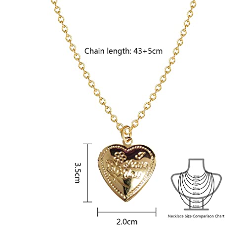 Shonde Locket Necklace For Pictures Women Girls Photo Lockets Necklaces Birthday Anniversary Jewellery Love You Gift (Golden) #TOP1