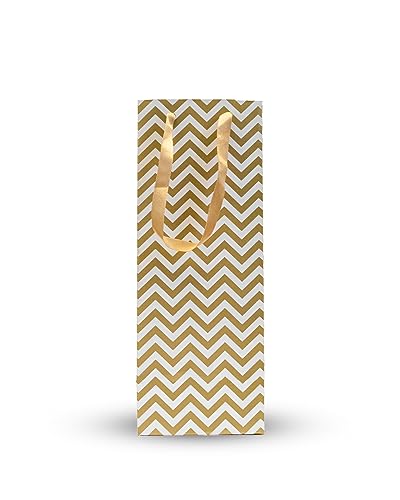 Riha Bags: Satin Ribbon Handle Wine Bottle White & Gold Printed Paper Carry Bag - (5 * 4 * 14 Inches) (Pack of 10) (ZigZag) (B0CFFNP8QH) Amazon Price History, Amazon Price Tracker