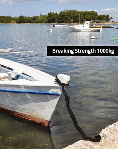 QWORK® 2er Pack Boot Festmacherleine 16mm Bungee Dock Leine mit Karabinerclip, Elastisch 122-168cm, Bruchfestigkeit 1000kg
