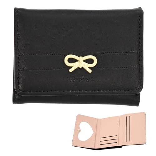 Bow Wallet, A Small Three-Fold Cute Wallets for Women, Made of Leather, Fashionable And Simple, Can Hold Loose Change, Bank Cards, Cash