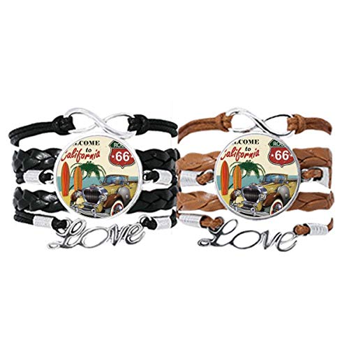 Bracelet Amour Couple en cuir le cadeau parfait avec motif plage pour la Saint-Valentin