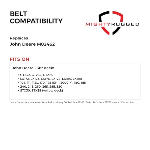 Image of MightyRugged M82462 38 in Secondary Deck Belt for John Deere GT242 LX178
