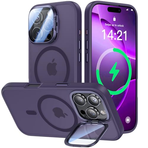 Coque iPhone 16 Pro Max magnétique avec béquille de caméra et protection d'objectif 9H