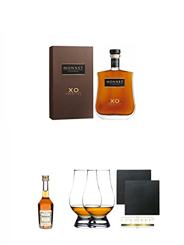 Monnet Cognac XO 0,7 Liter + Hennessy VS Cognac Frankreich 5 cl + The Glencairn Glass Whisky Glas...