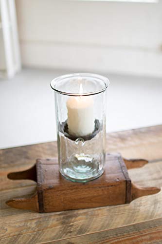 Classic Medium 10 Inch Tall Glass Hurricane Rustic Pillar Candle Holder Textured