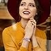 Imagen de JewelryWe Reloj Analógico Bohemian Mujer: Relojes de Cuarzo Redondo para Señora Esfera de Motivos Florales Correa de Cordón de Algodón Trenzado Ajustable