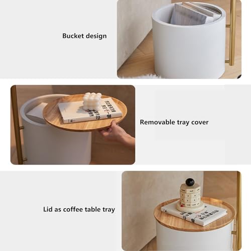 Lámpara de pie madera con mesa centro integrada para iluminación de salón 3