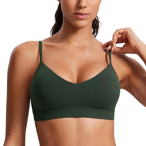 Image of CRZ YOGA Butterluxe V Neck Sports Bras | Light Support, Removable Pads, Yoga, Extremely Soft, Square Back, Adjustable Spaghetti Straps, for Women