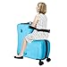 pijopang Suitcase, Fashionable Kid Trolley Case Suitcase Kid Luggage Kid Travel Appearance Rideable Funny Suitcase Add Fun To The Journey Kid Gift 20in Recommended Age 1-8 Years Old-Blue