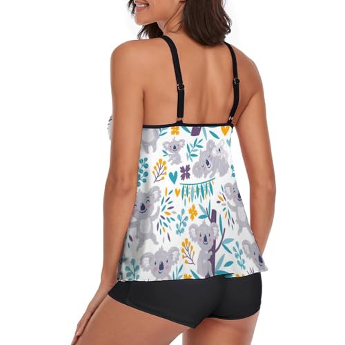 Ensemble bikini tankini koala avec sa robe de plage fluide - 3