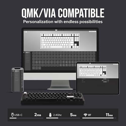 Image of EPOMAKER TH85 QMK /VIA Wireless Gaming Keyboard, BT5.0 /2.4GHz /USB-C | Hot-Swap Pre-lubed Custom Creamy Jade Linear Switches, Gasket Creamy Keyboard for PC /Mac /Office /Gaming (Black)