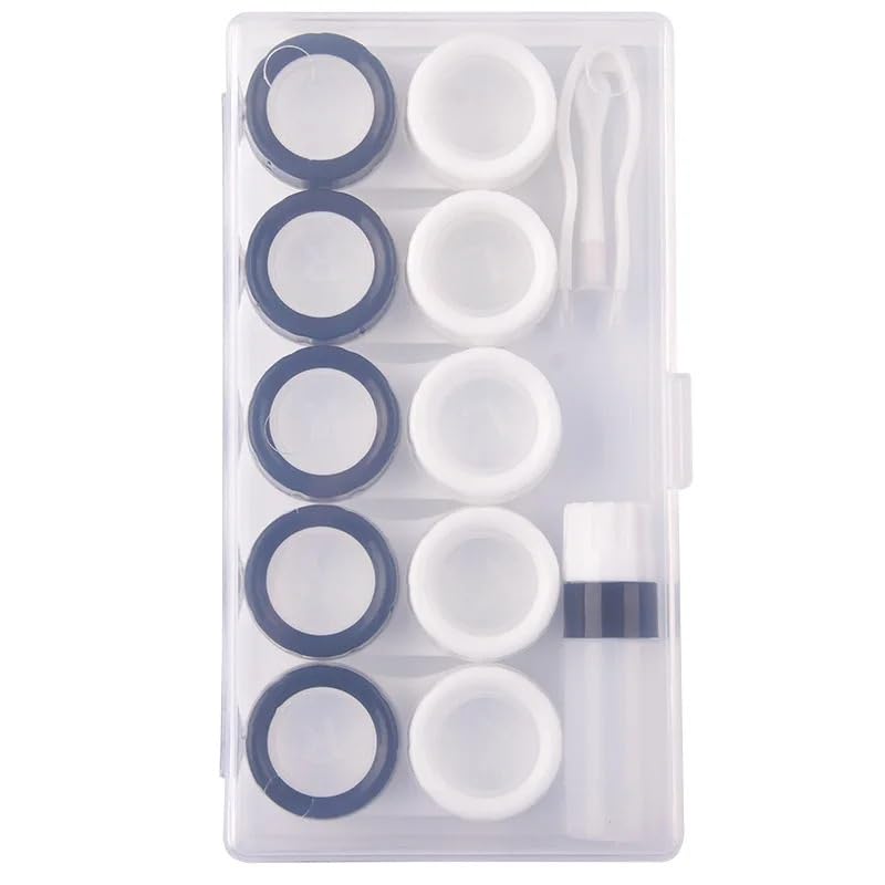 YZWHKJ Portalentillas,Estuche Lentillas Estuche for 5 Pares de Lentes de Contacto, Estuche de Viaje for Lentes de Contacto for Mujer, contenedor de remojo, Caja for Lentes de Contacto(Black White)