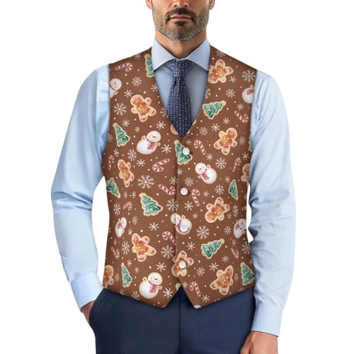 Christmas Vest for Men Big and Tall Suit Vest Waistcoat with Button