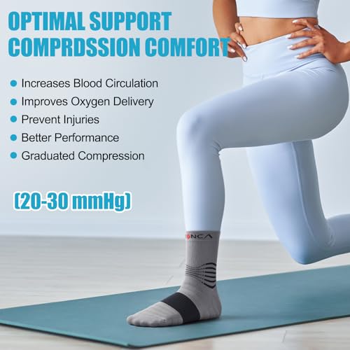 Image of NEENCA Professional Compression Socks for Women Men Circulation, 20-30 mmHg | Medical Ankle Socks, for Pain Relief, Plantar Fasciitis, Swelling, Neuropathy, Nurses, Travel, Pregnancy, Flight, Daily Wear