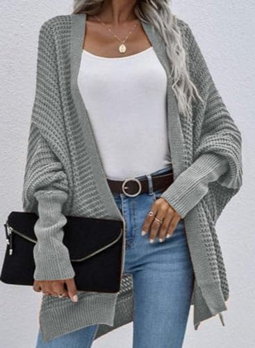 Image of Dokotoo Women's 2026 Fashion Casual Oversized Open Front Batwing Long Sleeve Chunky Knit Cardigans Sweaters Outerwear Coats